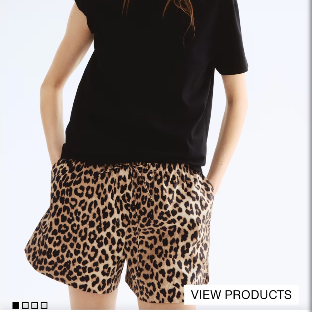 H&M Leopard Print High Waist Shorts